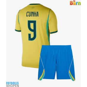 Billiga Brasilien Matheus Cunha #9 Hemmatröja Barn VM 2026 Kortärmad (+ Korta byxor)